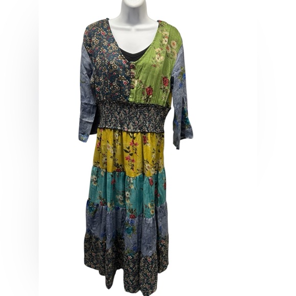 XXL. Sacred Threads Multicolor Boho Maxi Dress. LG/GR/GR01 - Picture 2 of 5